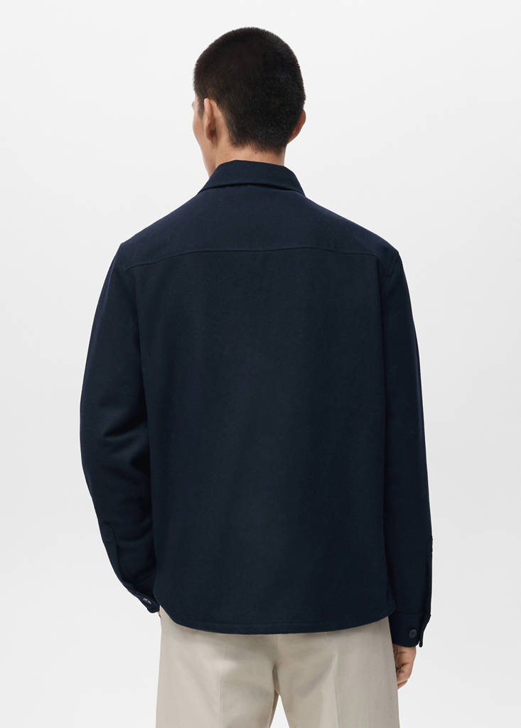 Wool overshirt with pockets — Dark Navy
