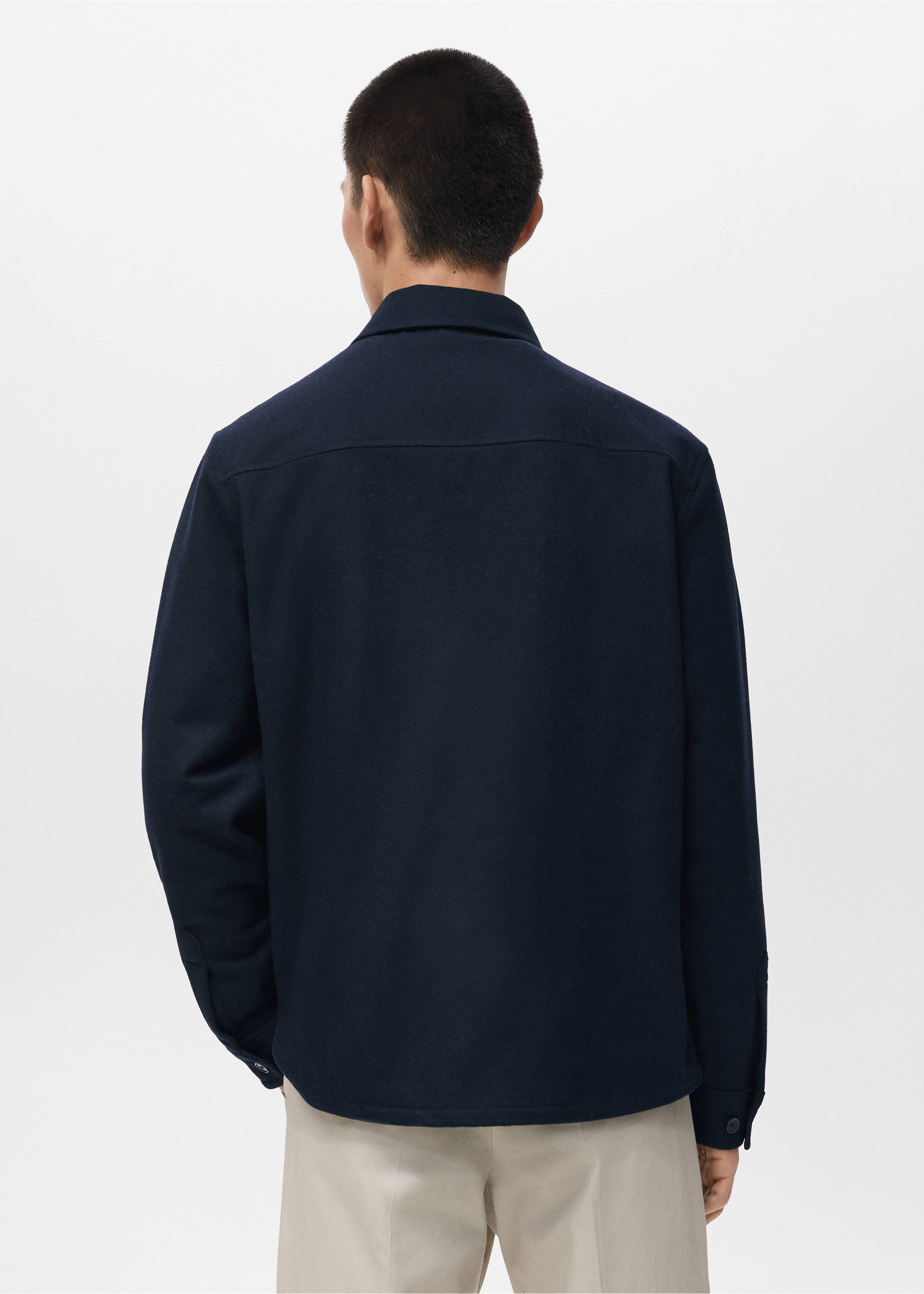 Surchemise laine poches - Verso de l’article, Bleu marine foncé. Ref: 17026724-00.