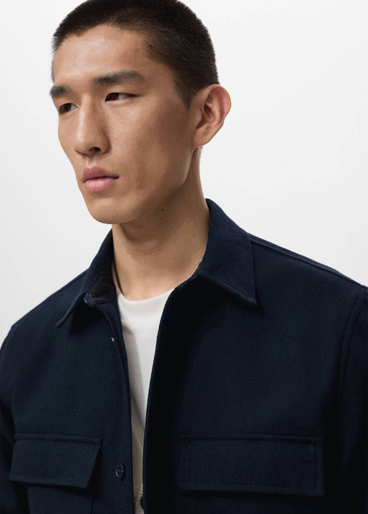 Wool overshirt with pockets — Dark Navy
