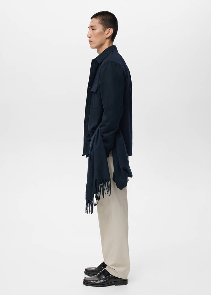 Wool overshirt with pockets — Dark Navy