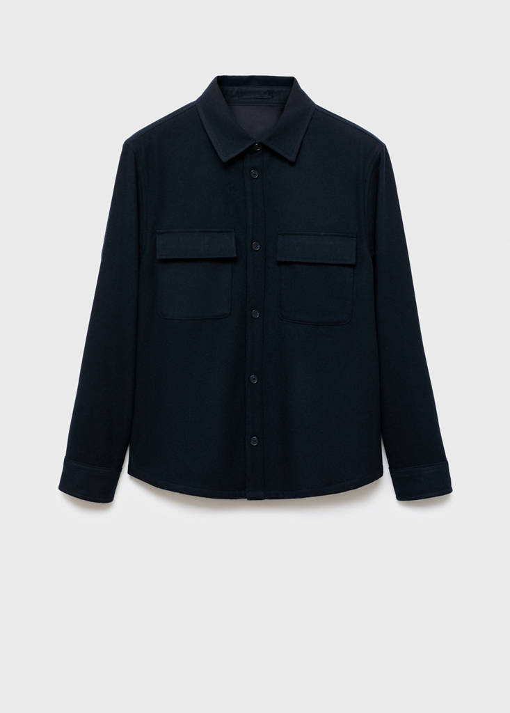 Wool overshirt with pockets — Dark Navy