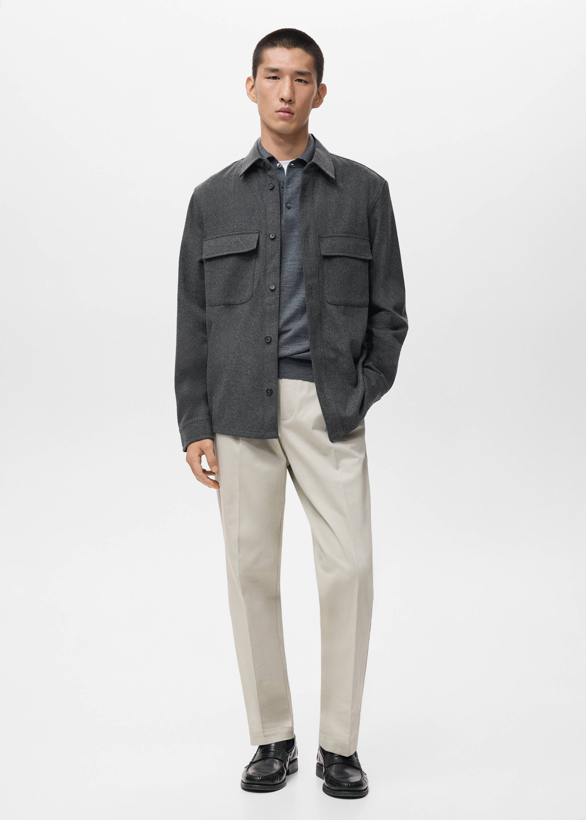 Wool overshirt with pockets - General plane