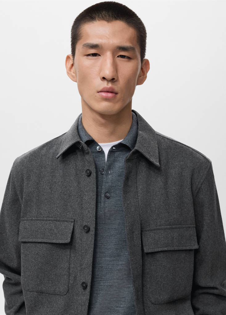 Wool overshirt with pockets — Grey
