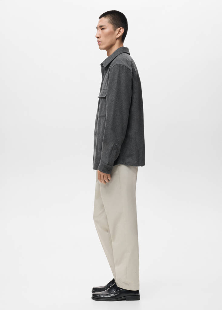 Wool overshirt with pockets — Grey