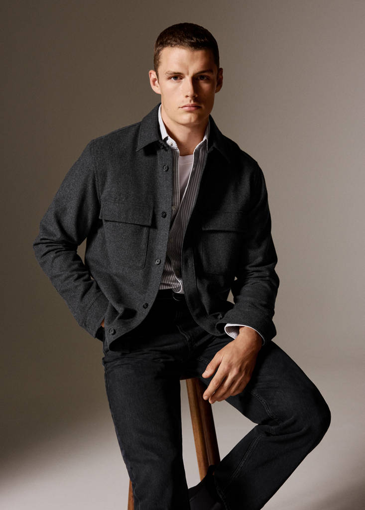 Wool overshirt with pockets — Grey
