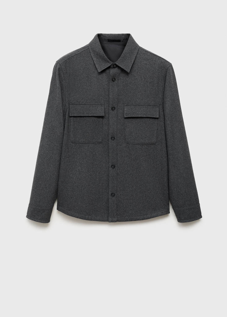 Wool overshirt with pockets — Grey