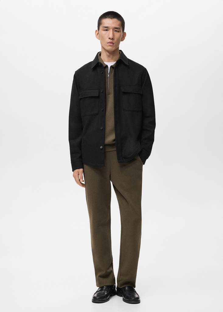 Wool overshirt with pockets — Black