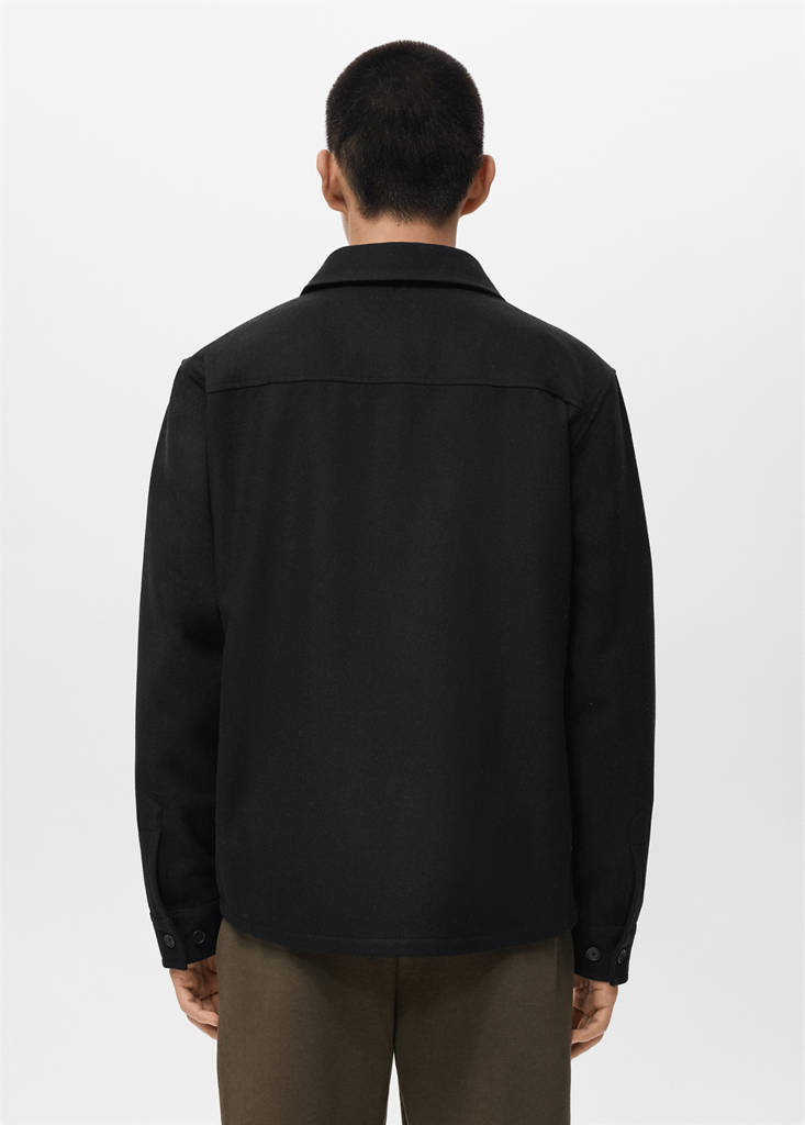 Wool overshirt with pockets — Black