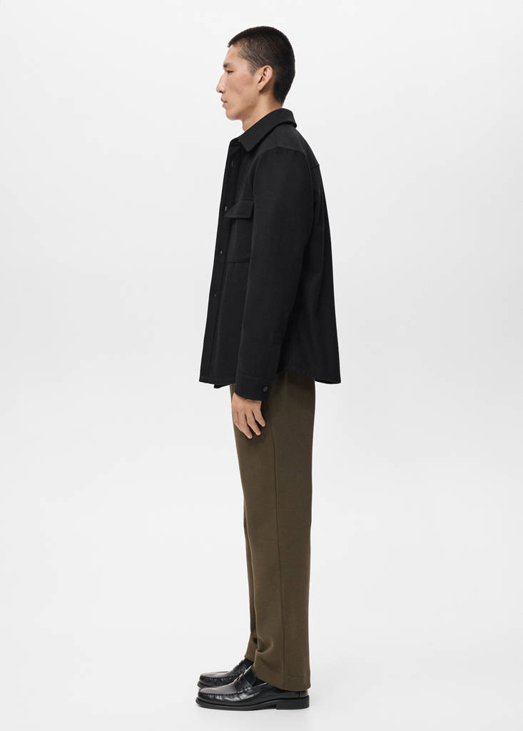 Wool overshirt with pockets — Black