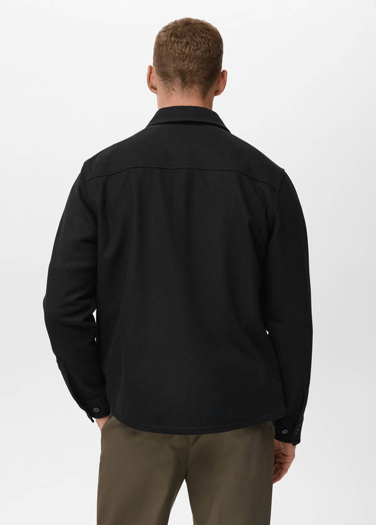 Wool overshirt with pockets — Black
