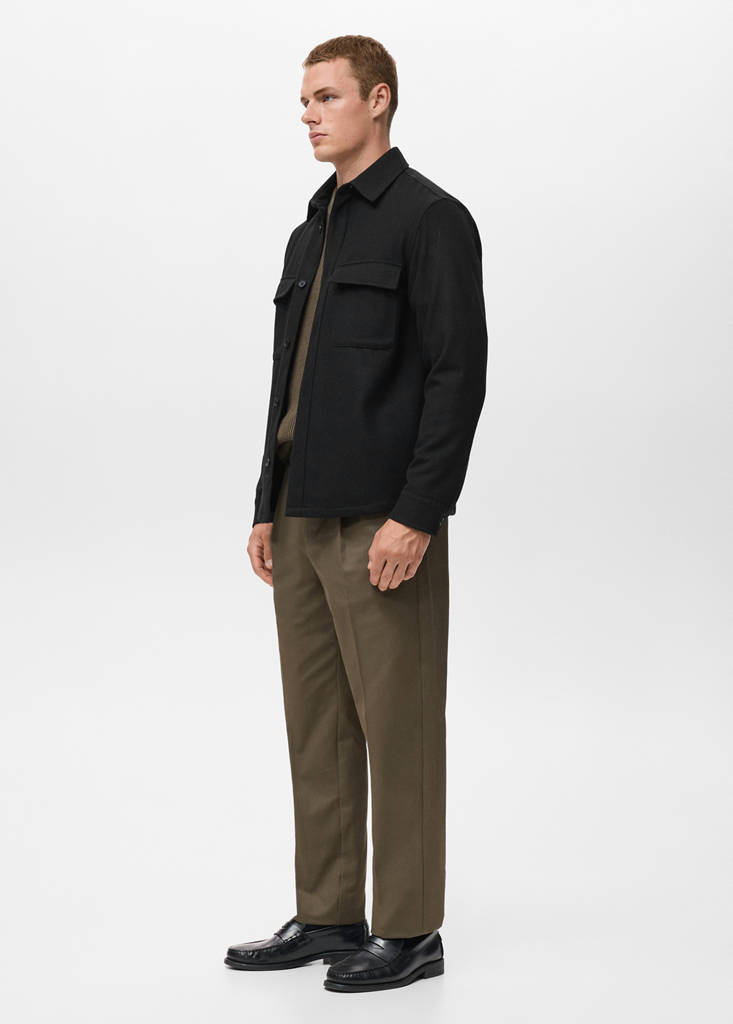 Wool overshirt with pockets — Black