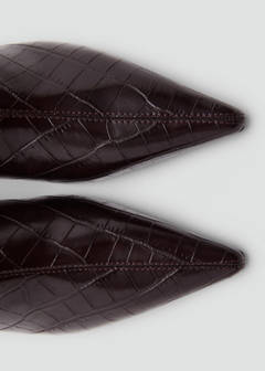Croc-effect pointed-toe ankle boots — Chocolate 6