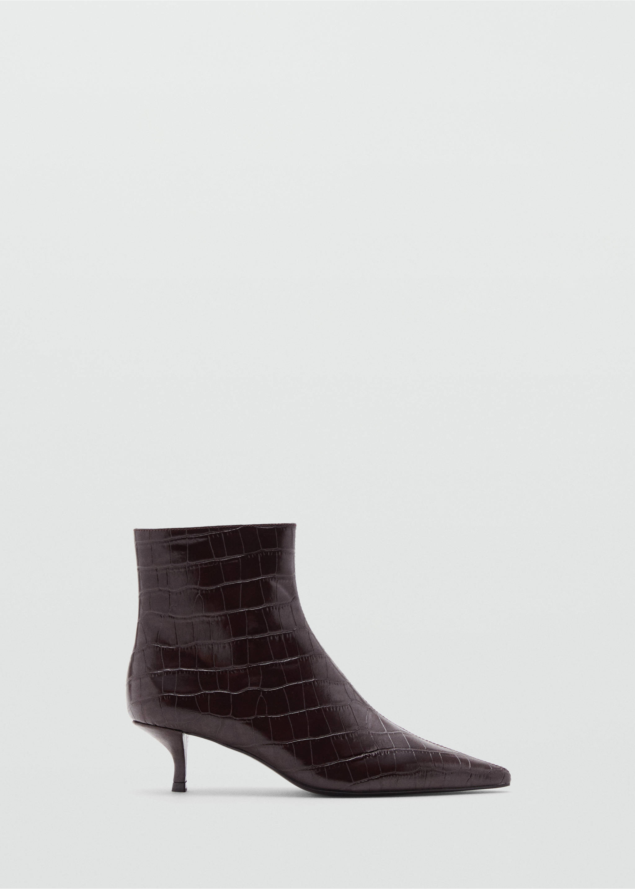 Bottines bout effet cuir croco - Article sans modèle, Chocolat. Ref: 17026737-00.