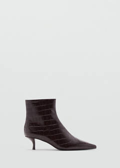 Croc-effect pointed-toe ankle boots — Chocolate 3