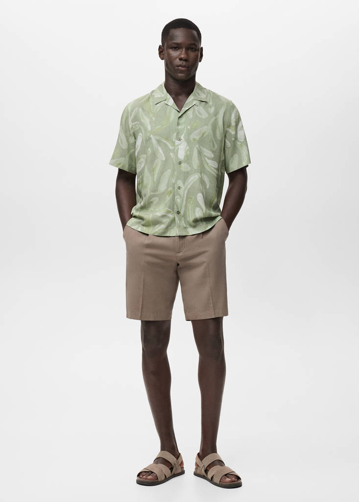 Fluid relaxed-fit printed shirt — Aqua Green