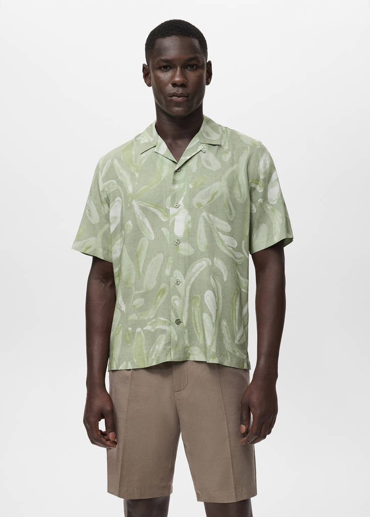 Fluid relaxed-fit printed shirt — Aqua Green