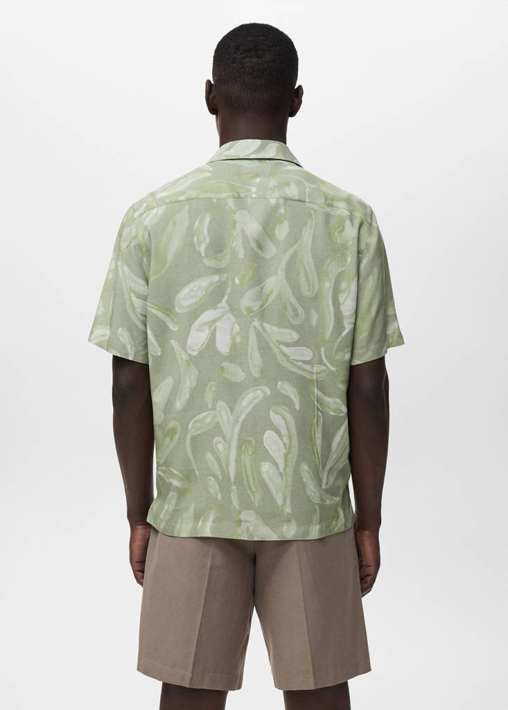 Fluid relaxed-fit printed shirt — Aqua Green