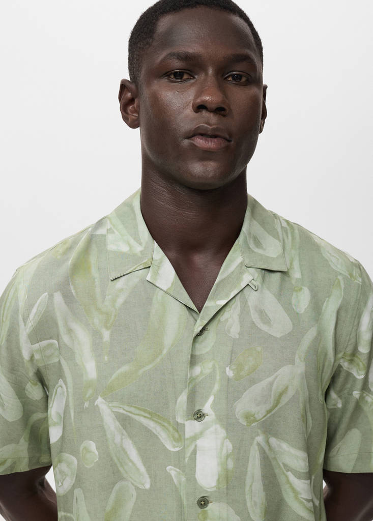 Fluid relaxed-fit printed shirt — Aqua Green