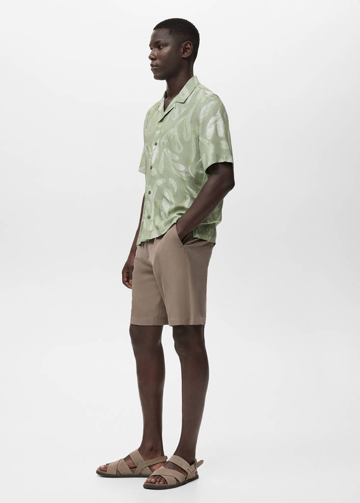 Fluid relaxed-fit printed shirt — Aqua Green