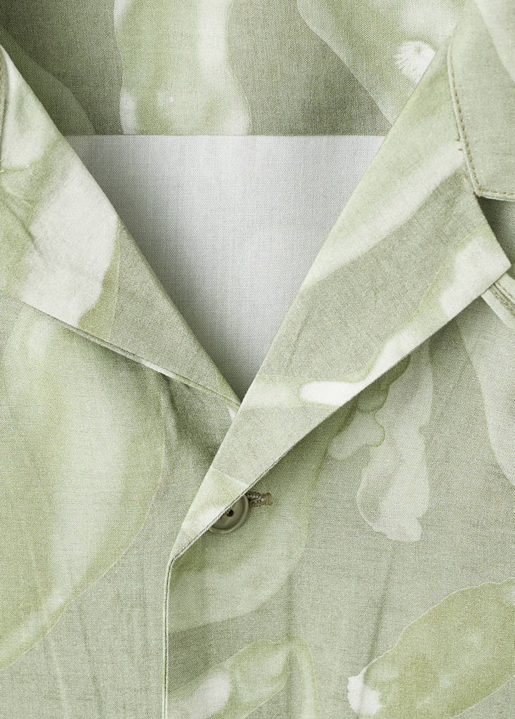 Fluid relaxed-fit printed shirt — Aqua Green