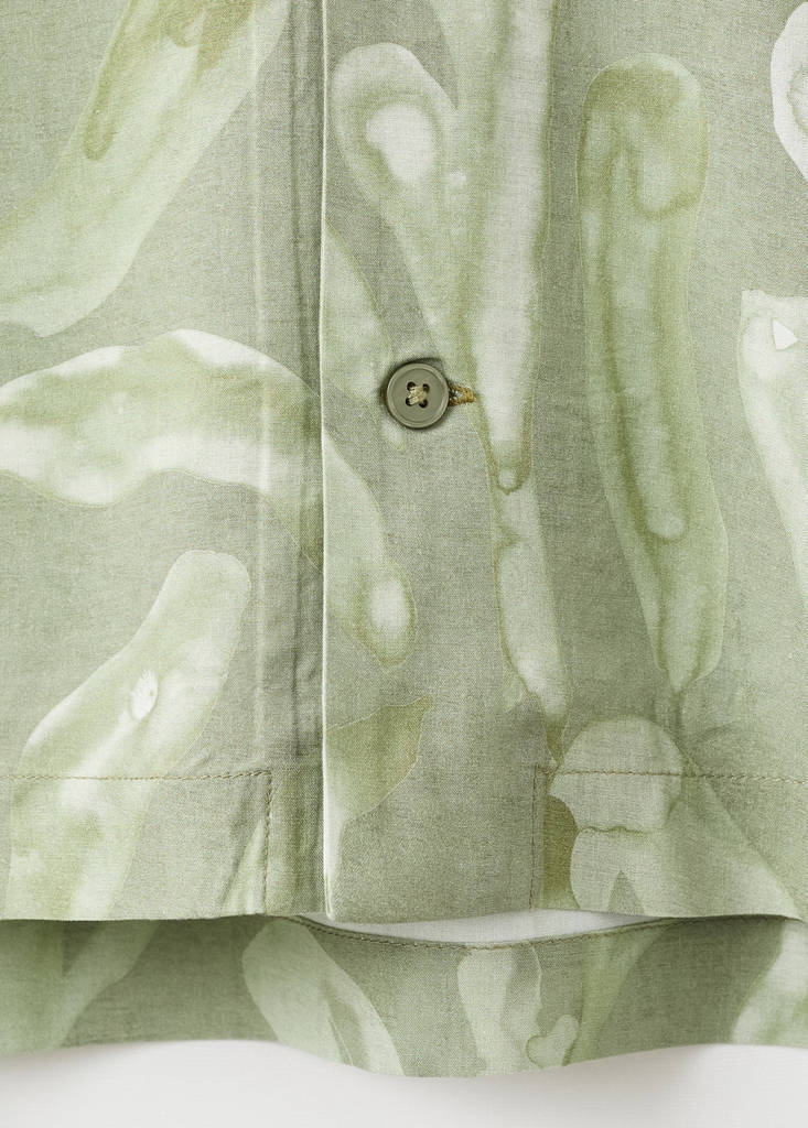 Fluid relaxed-fit printed shirt — Aqua Green