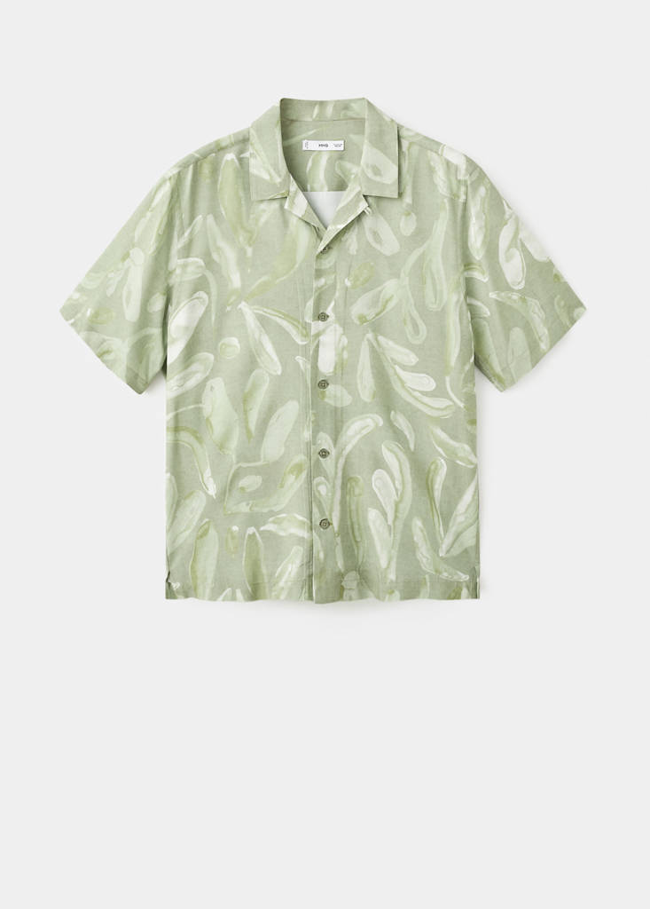 Fluid relaxed-fit printed shirt — Aqua Green