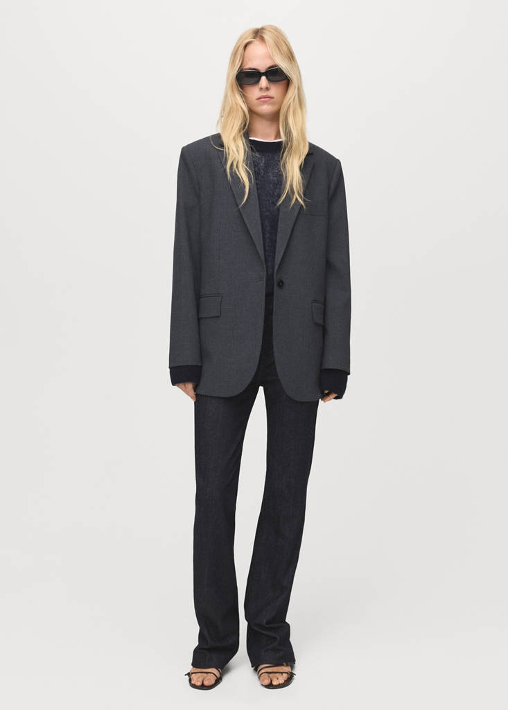 Straight jacket with flap pockets — Grey