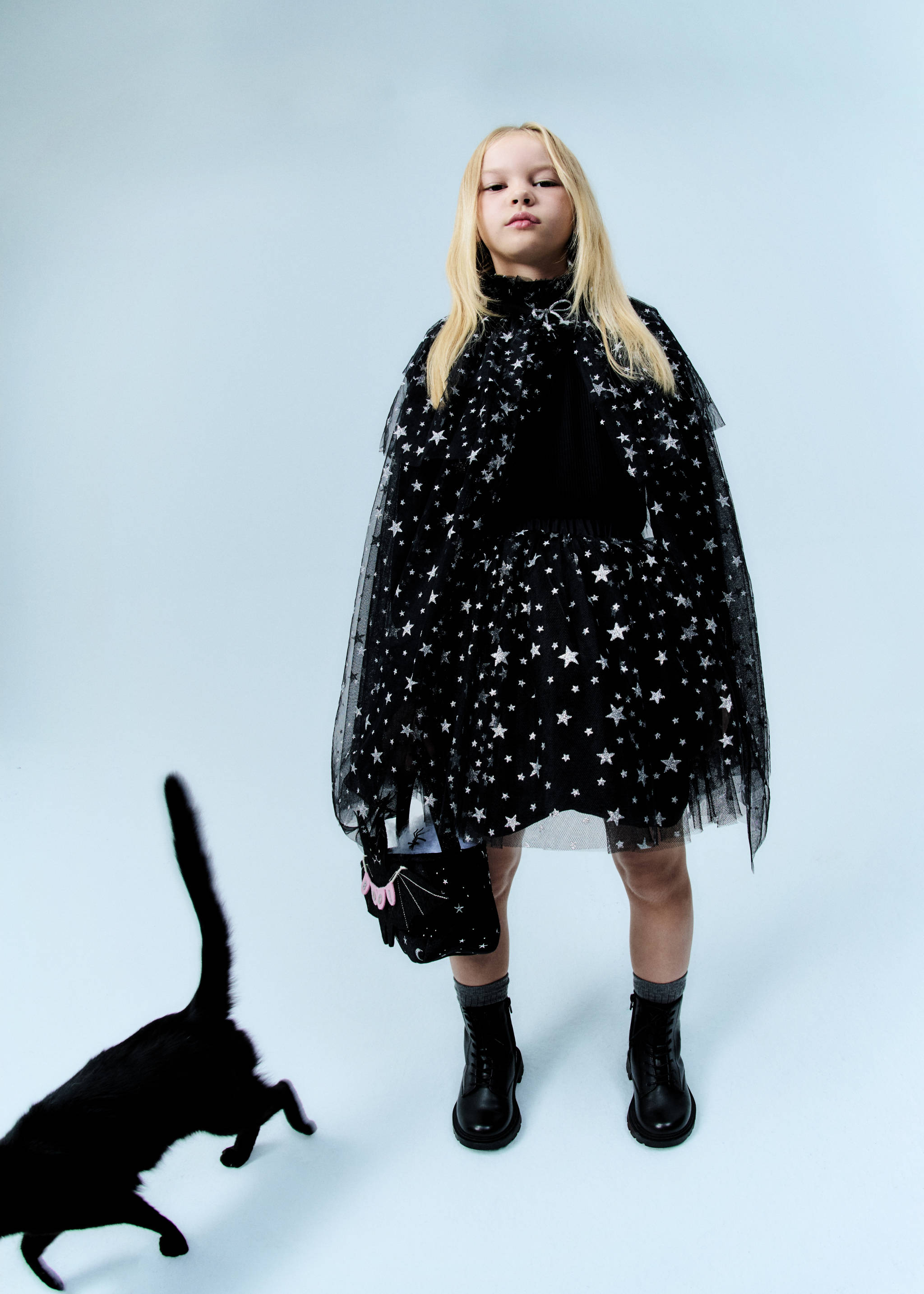 Star tulle skirt - Details of the article 7, Black. Ref: 17027135-00.