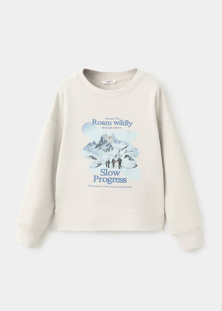 Printed cotton sweatshirt — Ice Grey