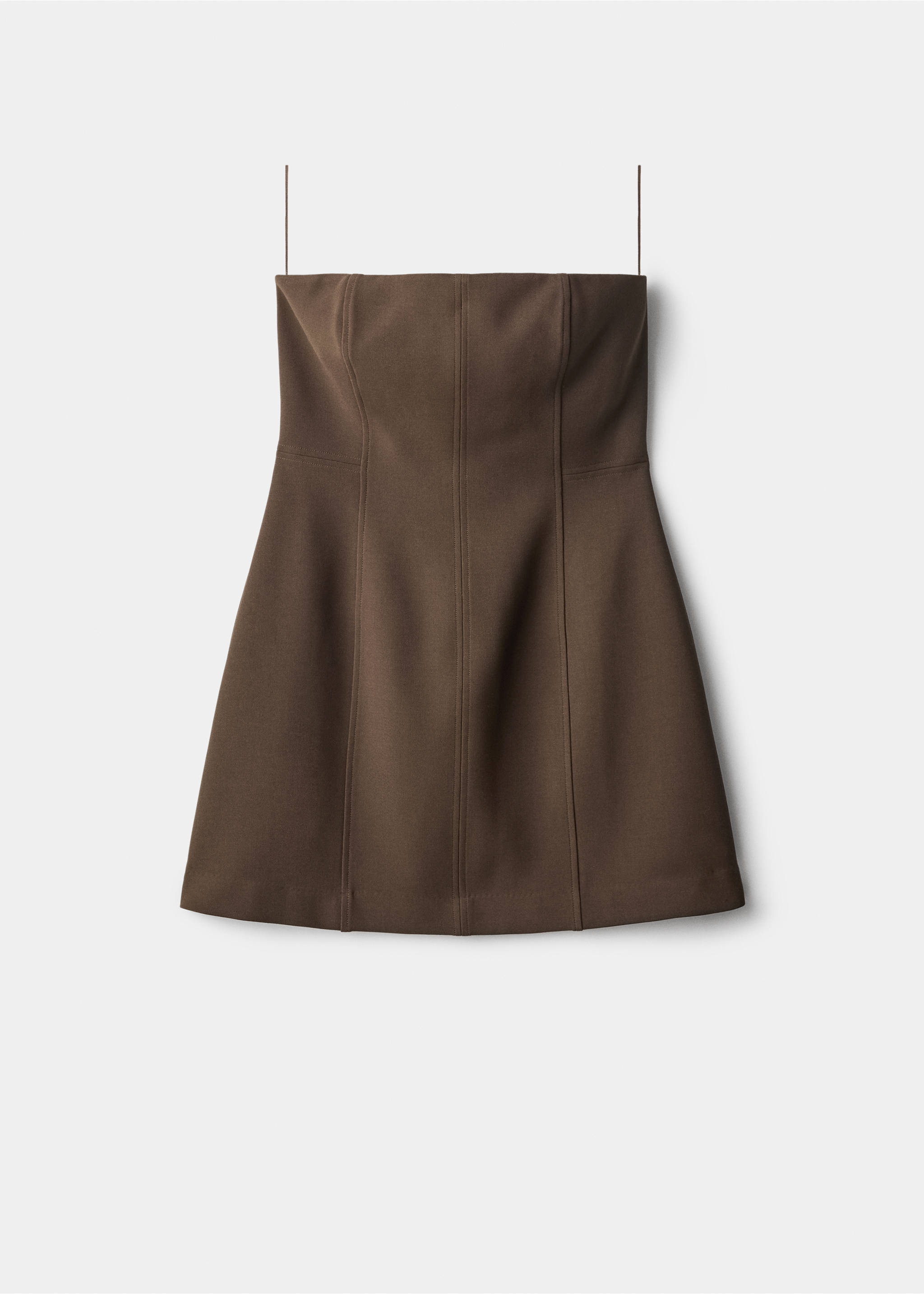 Strapless flared dress - Article without model, Chocolate. Ref: 17027139-00.