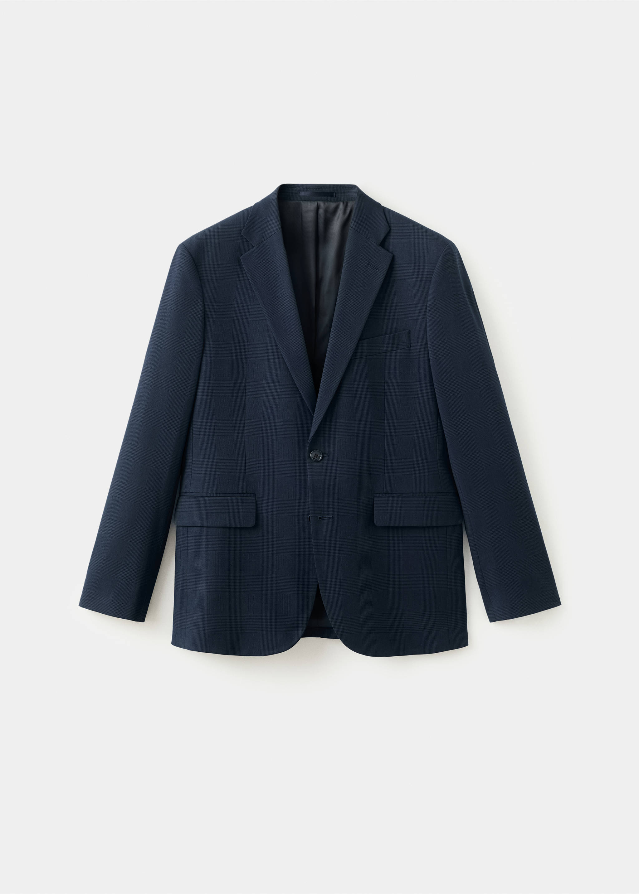Navy blue single-breasted blazer with notch lapels and flap pockets., Navy. Ref: 17027140-00.