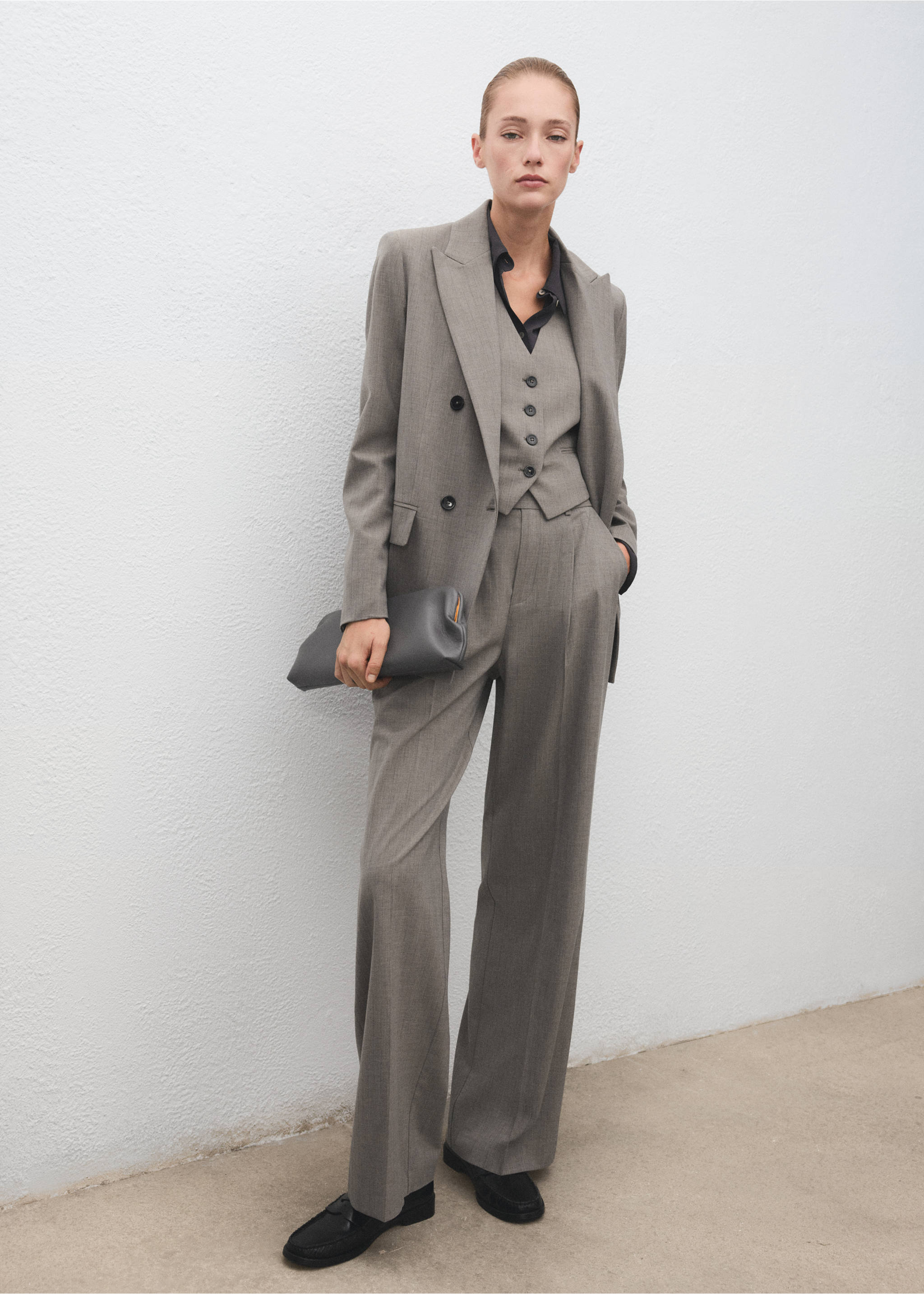 Wool-blend suit waistcoat - General plane, Grey. Ref: 17027141-00.