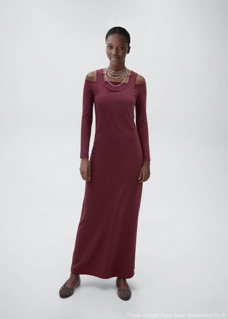 Long dress with cut-out — Burgundy