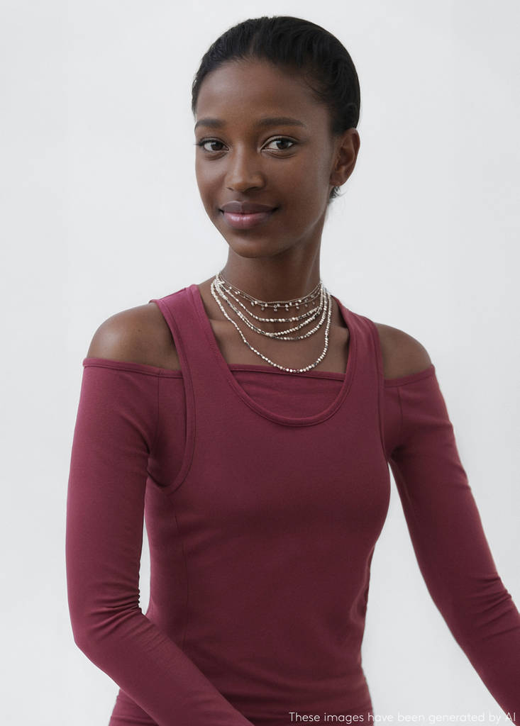 Long dress with cut-out — Burgundy