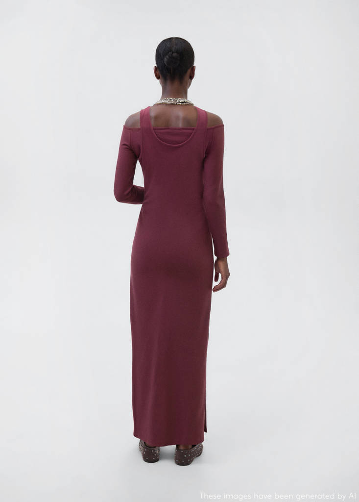 Long dress with cut-out — Burgundy
