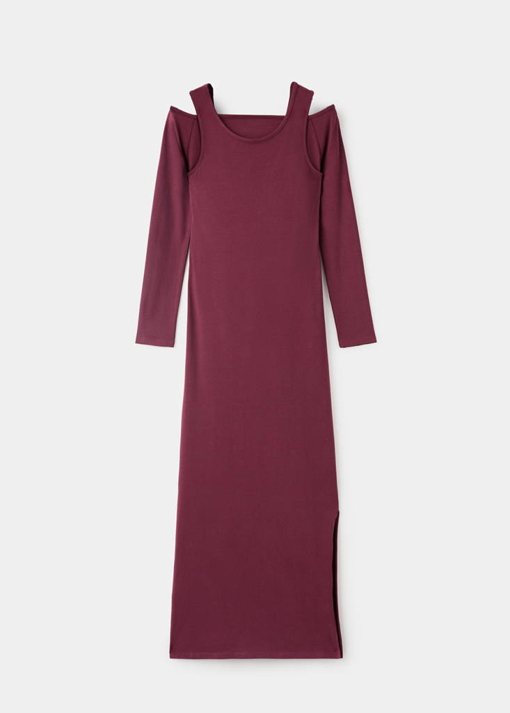 Long dress with cut-out — Burgundy