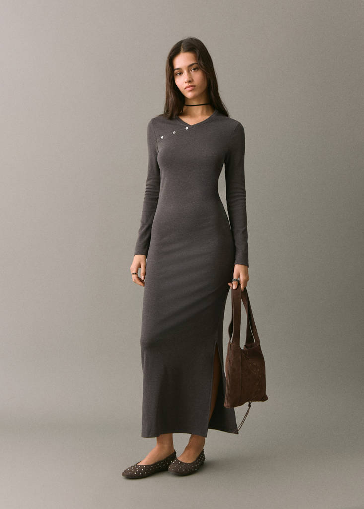 Long wrap dress — Dark Heather Grey
