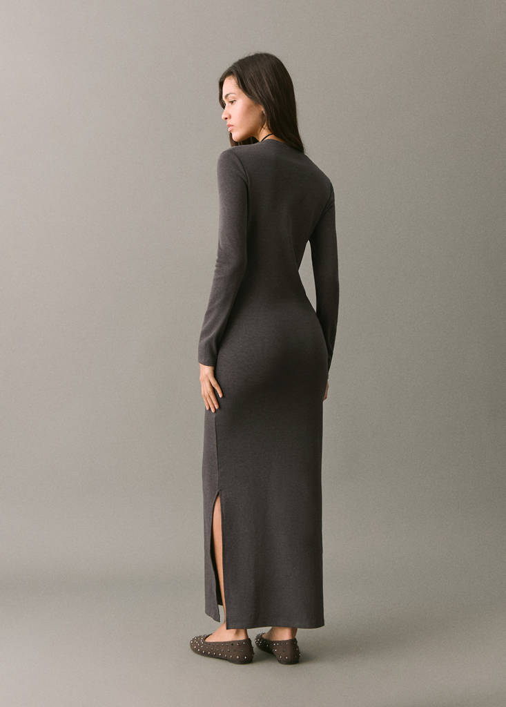 Long wrap dress — Dark Heather Grey