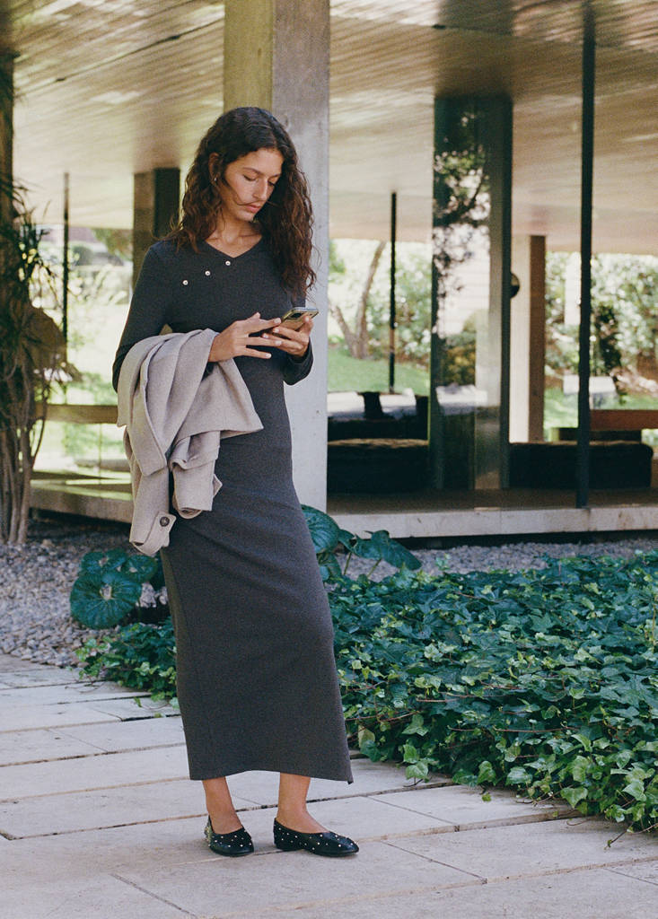 Long wrap dress — Dark Heather Grey