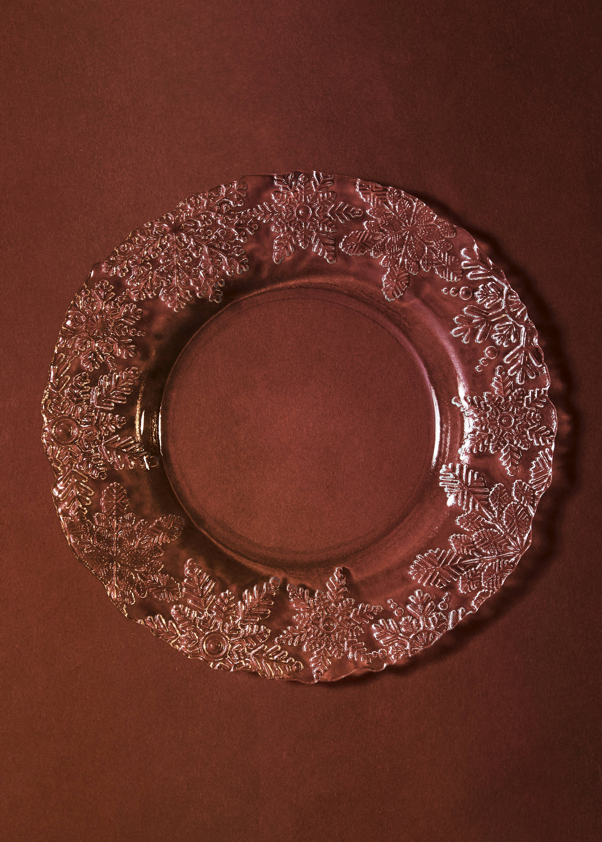 Glass dessert plate with rim detail - General plane