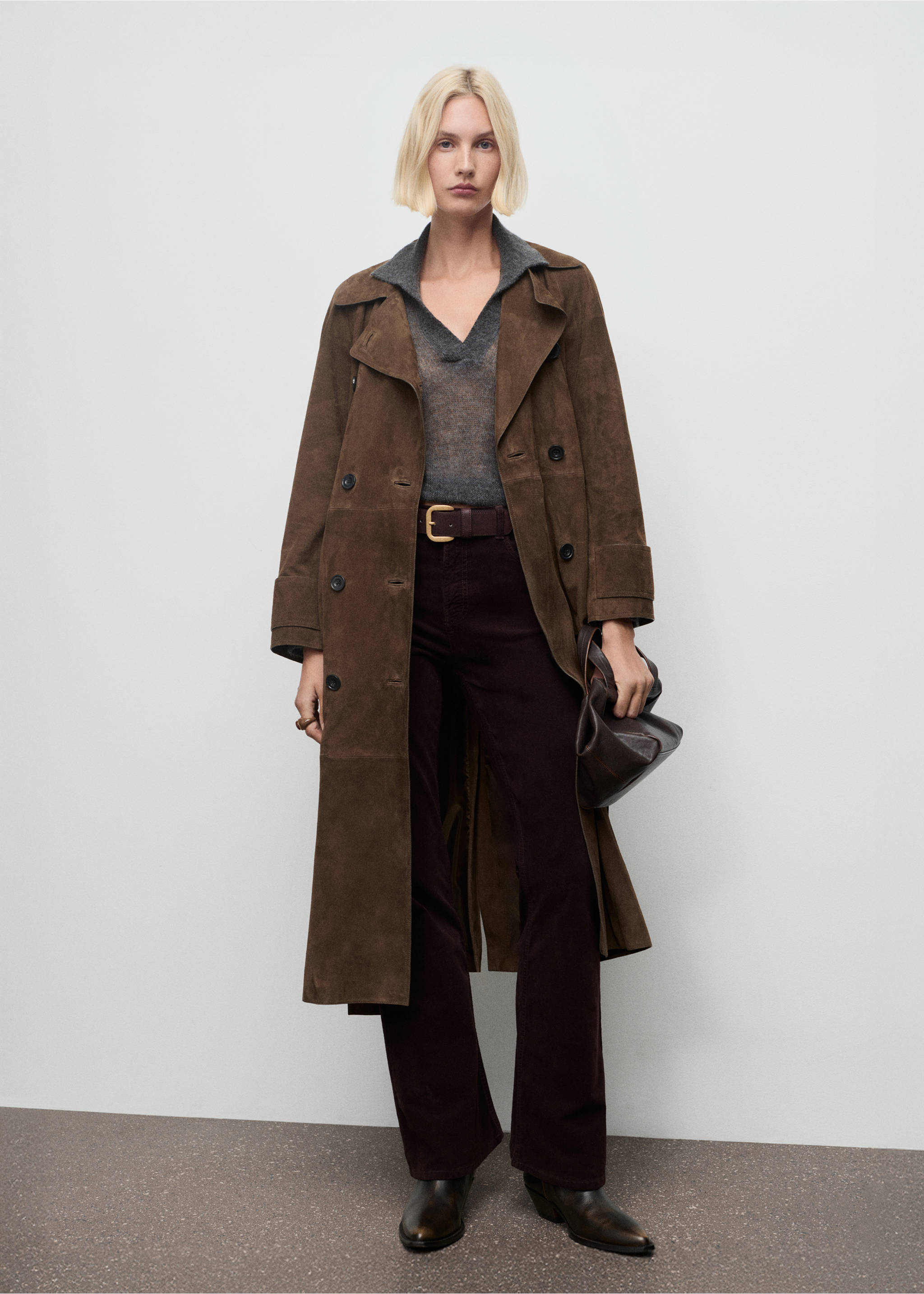 Velvet flared jeans - General plane, Chocolate. Ref: 17027782-00.