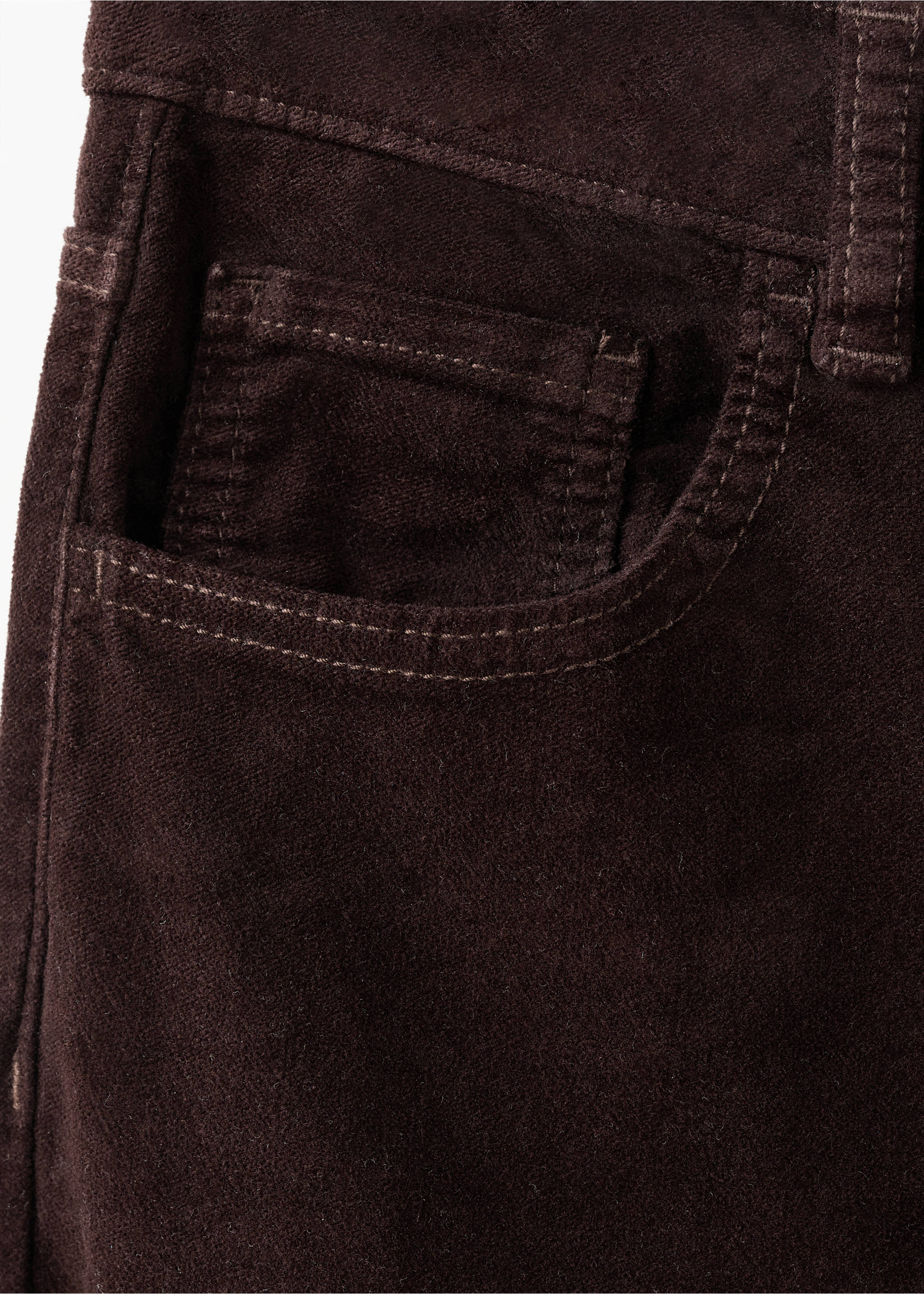 Velvet flared jeans - Details of the article 0, Chocolate. Ref: 17027782-00.