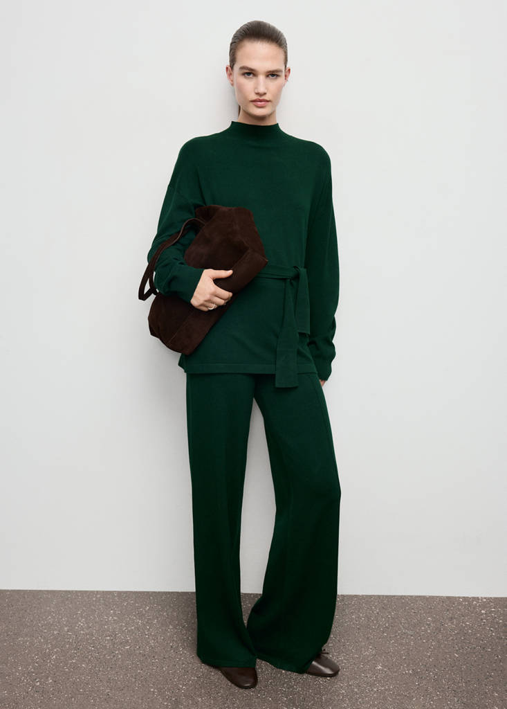 Knitted trousers with stitching detail — Dark Green