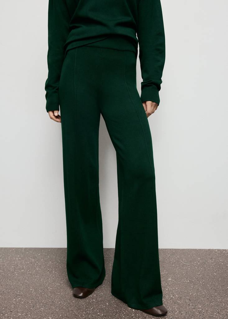 Knitted trousers with stitching detail — Dark Green