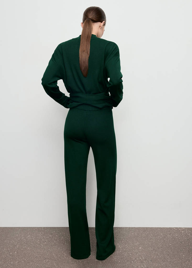 Knitted trousers with stitching detail — Dark Green