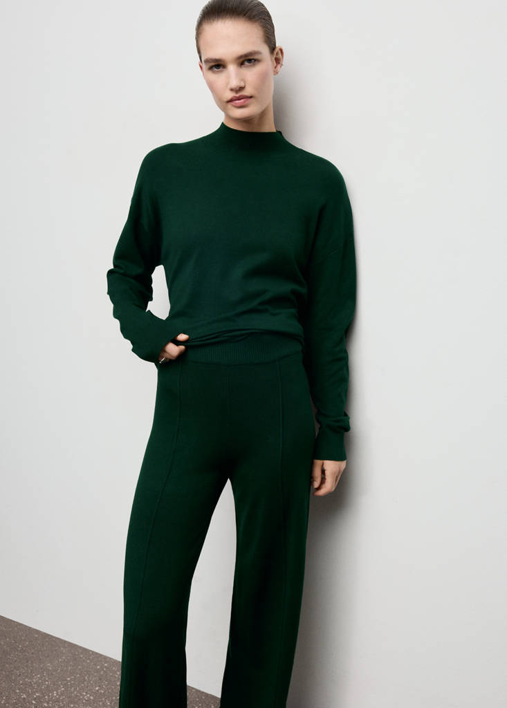 Knitted trousers with stitching detail — Dark Green