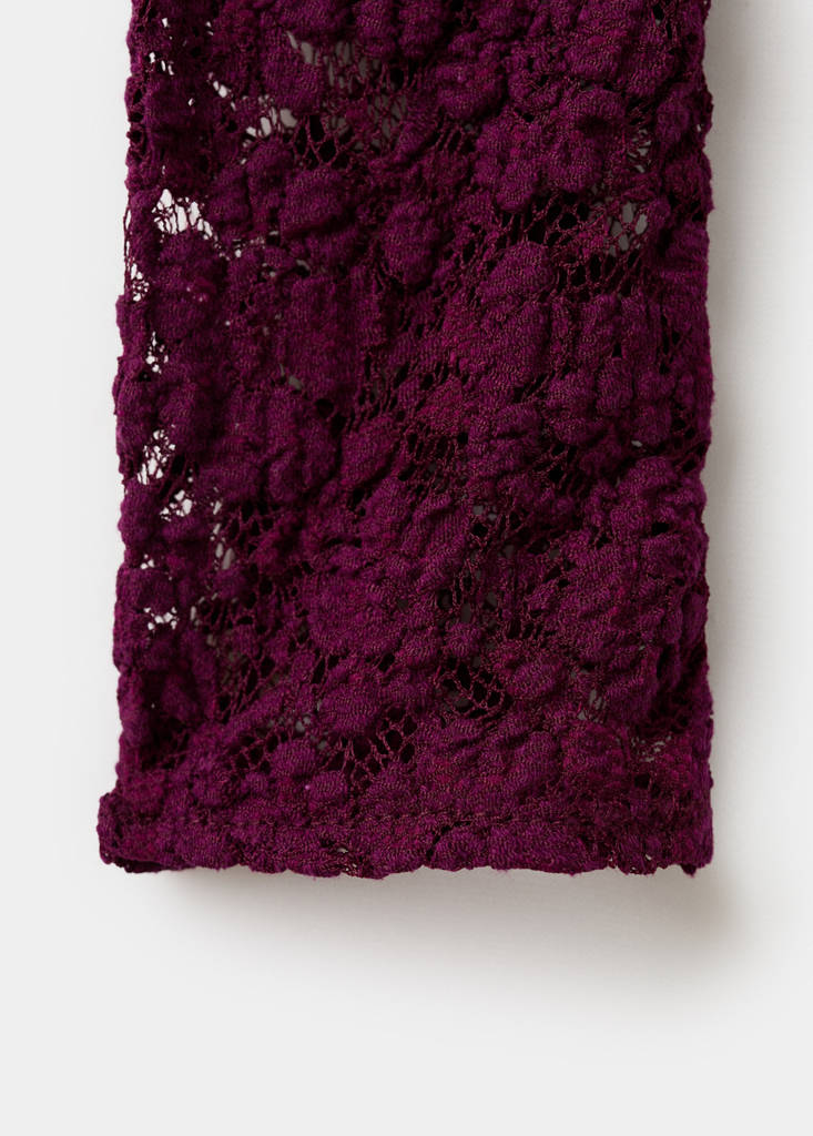 Lace top with perkins collar — Burgundy
