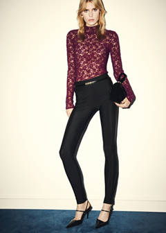 Lace top with perkins collar — Burgundy 9