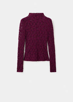 Lace top with perkins collar — Burgundy 5