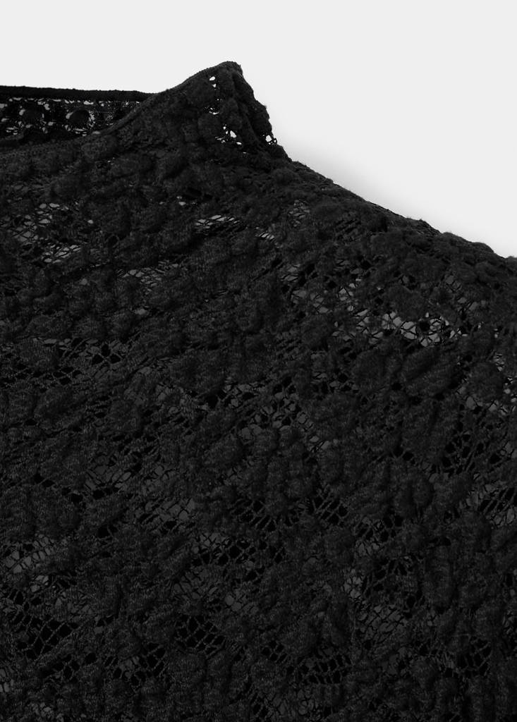 Lace top with perkins collar — Black